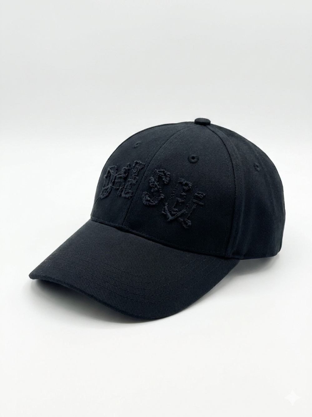 DIESEL Logo Frayed  Distressed Embroidered Baseball Cap Navy